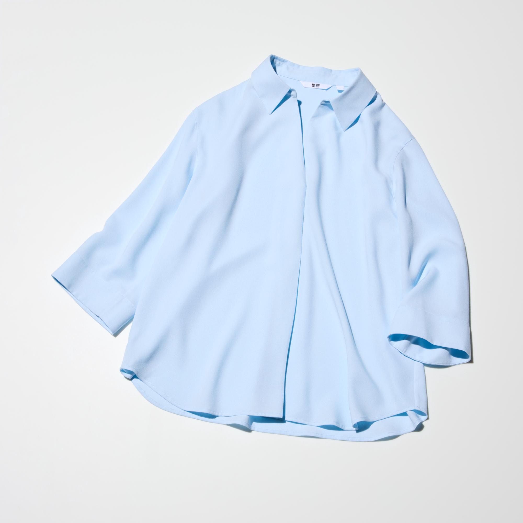 Rayon Skipper Collar Blouse | 3/4 Sleeve | UNIQLO US