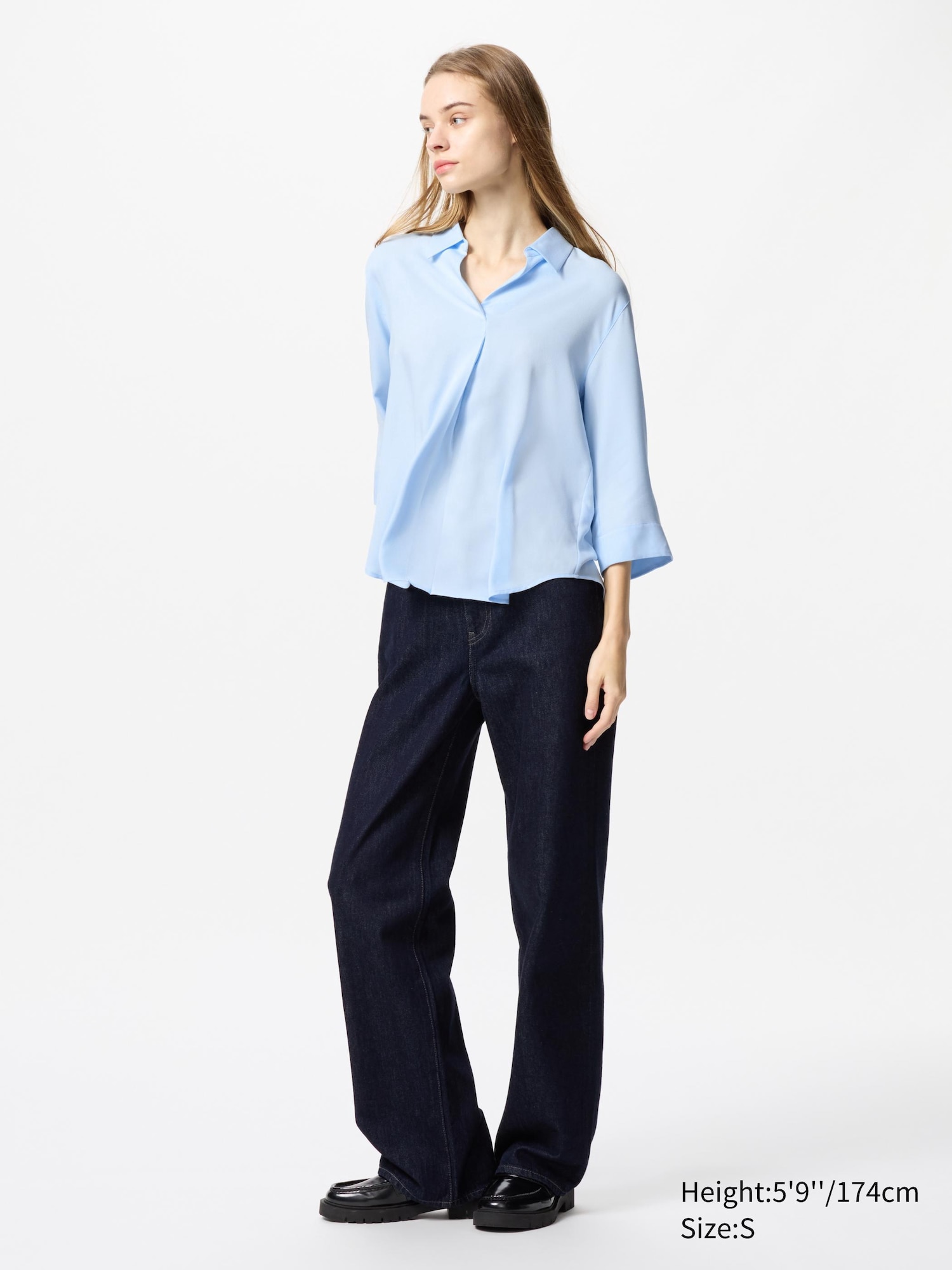 Rayon Skipper Collar Blouse | 3/4 Sleeve | UNIQLO US