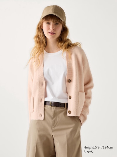 Souffle Yarn Short Cardigan | V-Neck