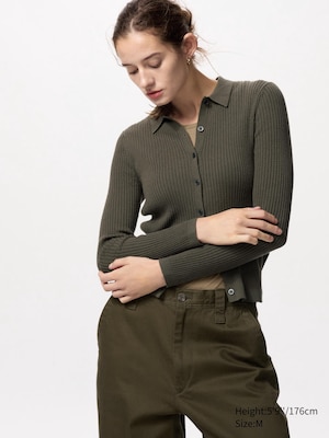 Merino Ribbed Polo Cardigan