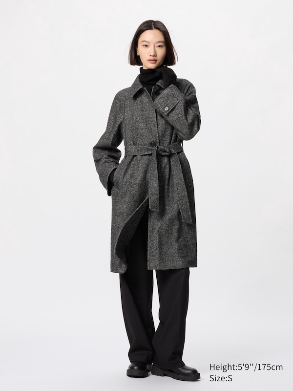 Single Collar Tweed Coat