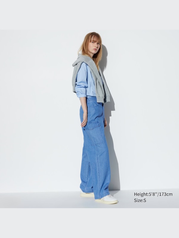 Denim Wide Straight Cargo Pants | Tall