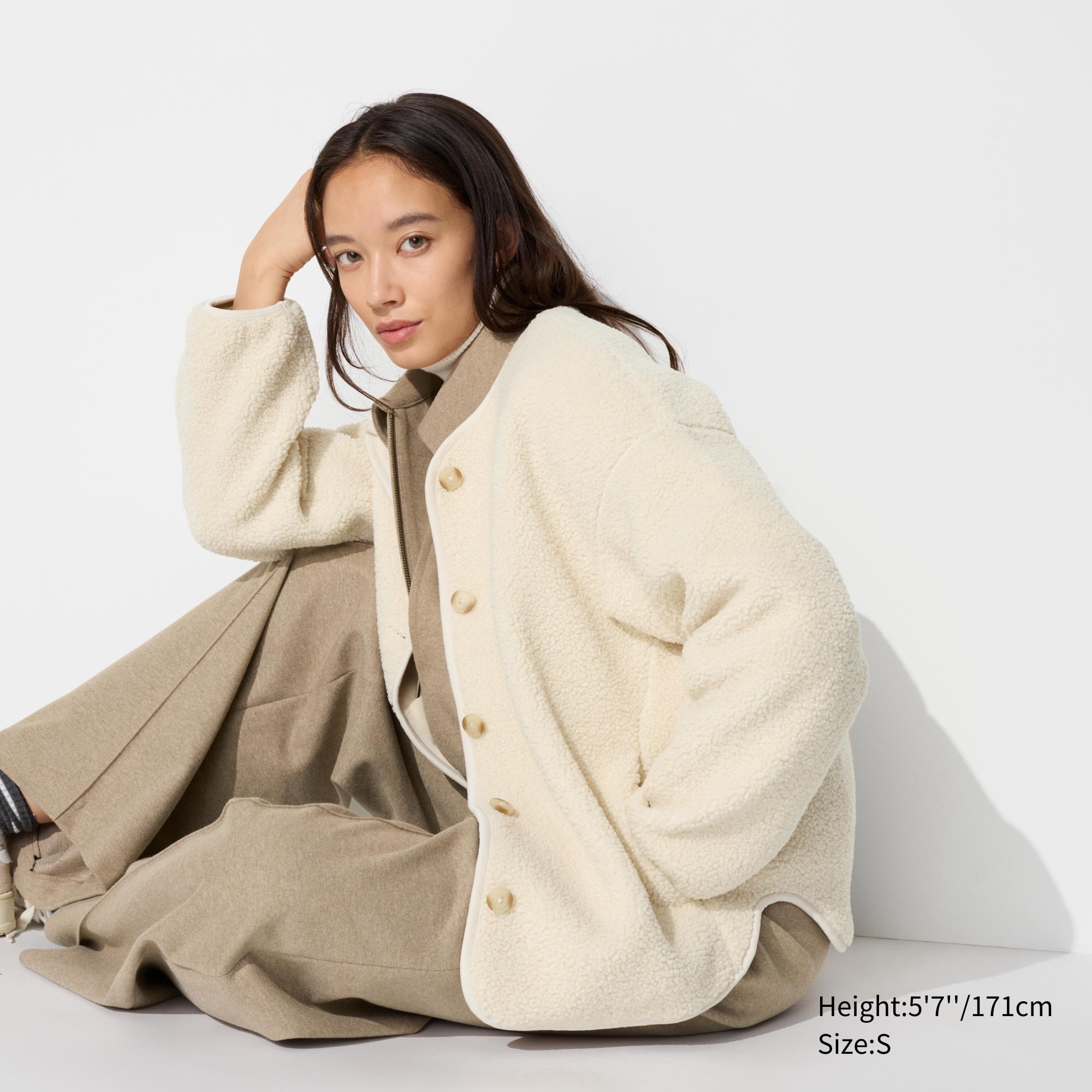 Pile Lined Fleece Relaxed Cardigan