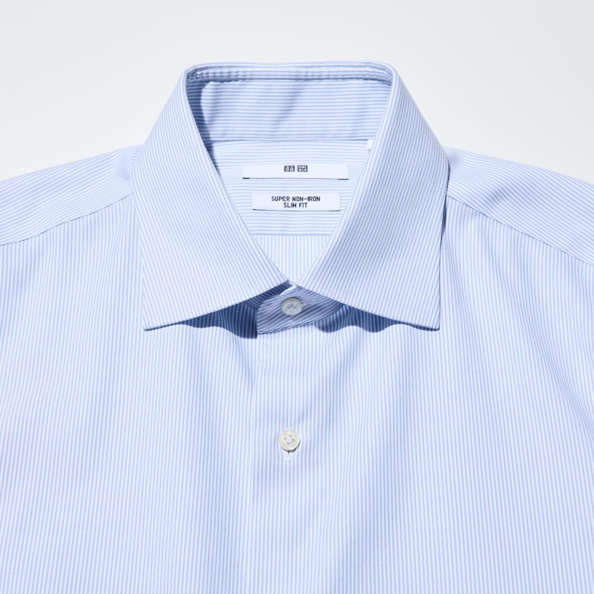 The collar band height and collar shape are designed to look good with a necktie.