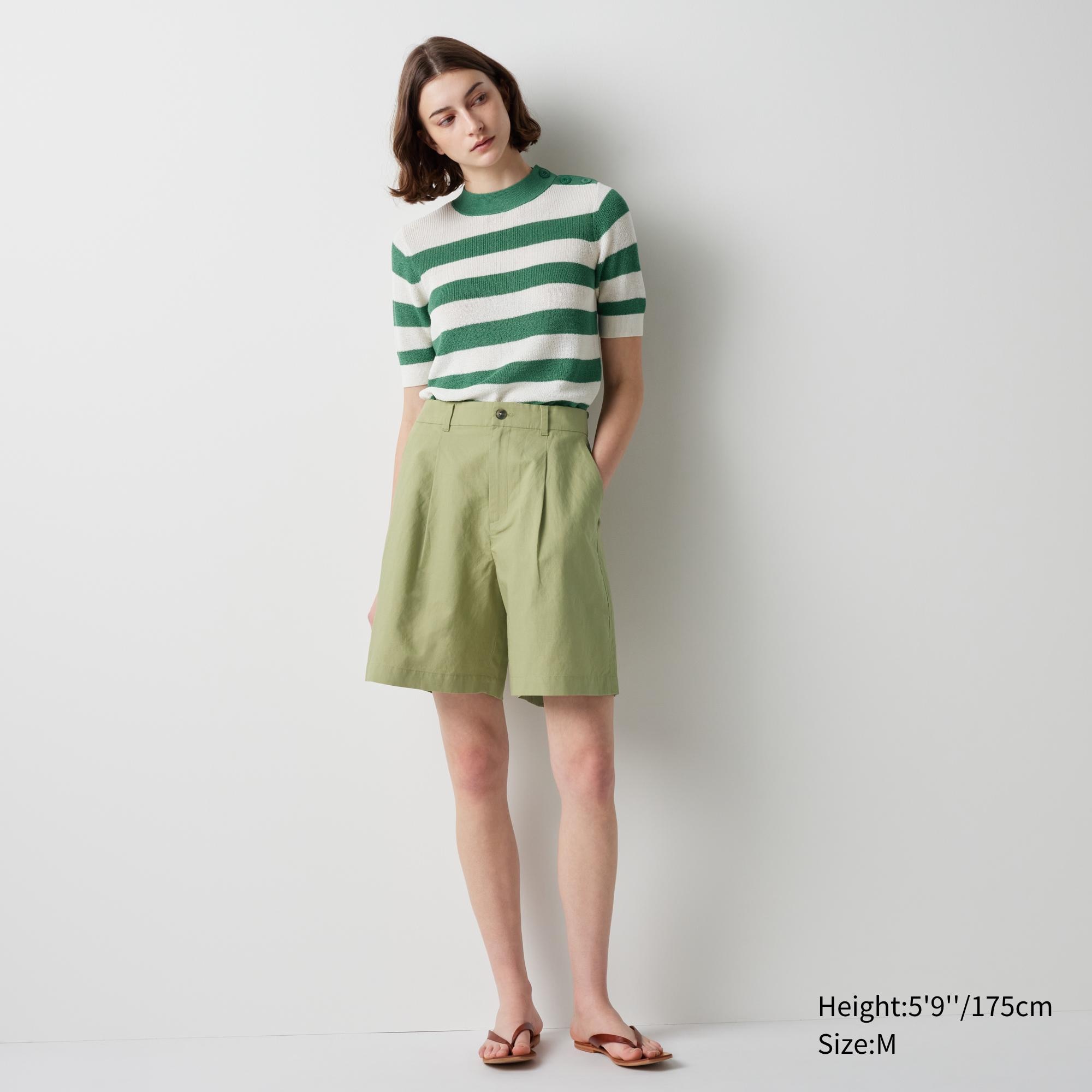 Linen-Blend Pleated Shorts