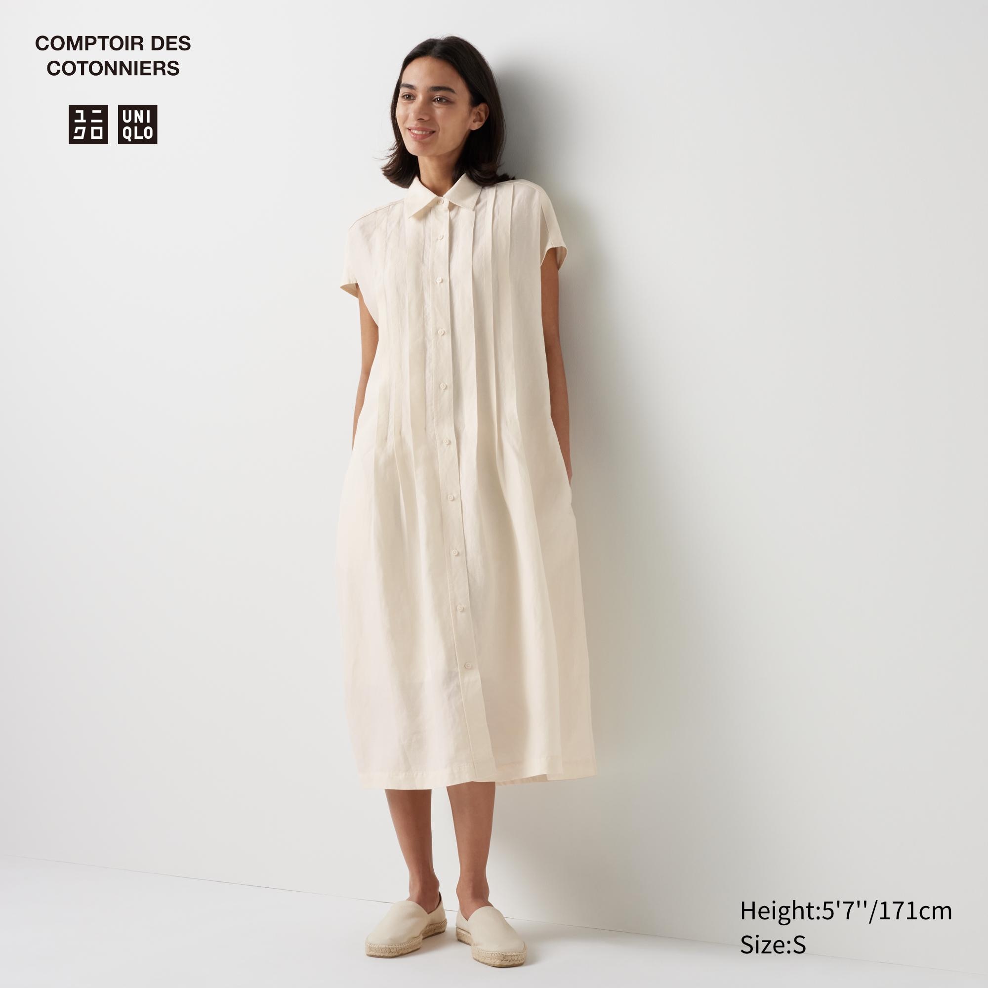 Linen-Blend Short-Sleeve Shirt Dress