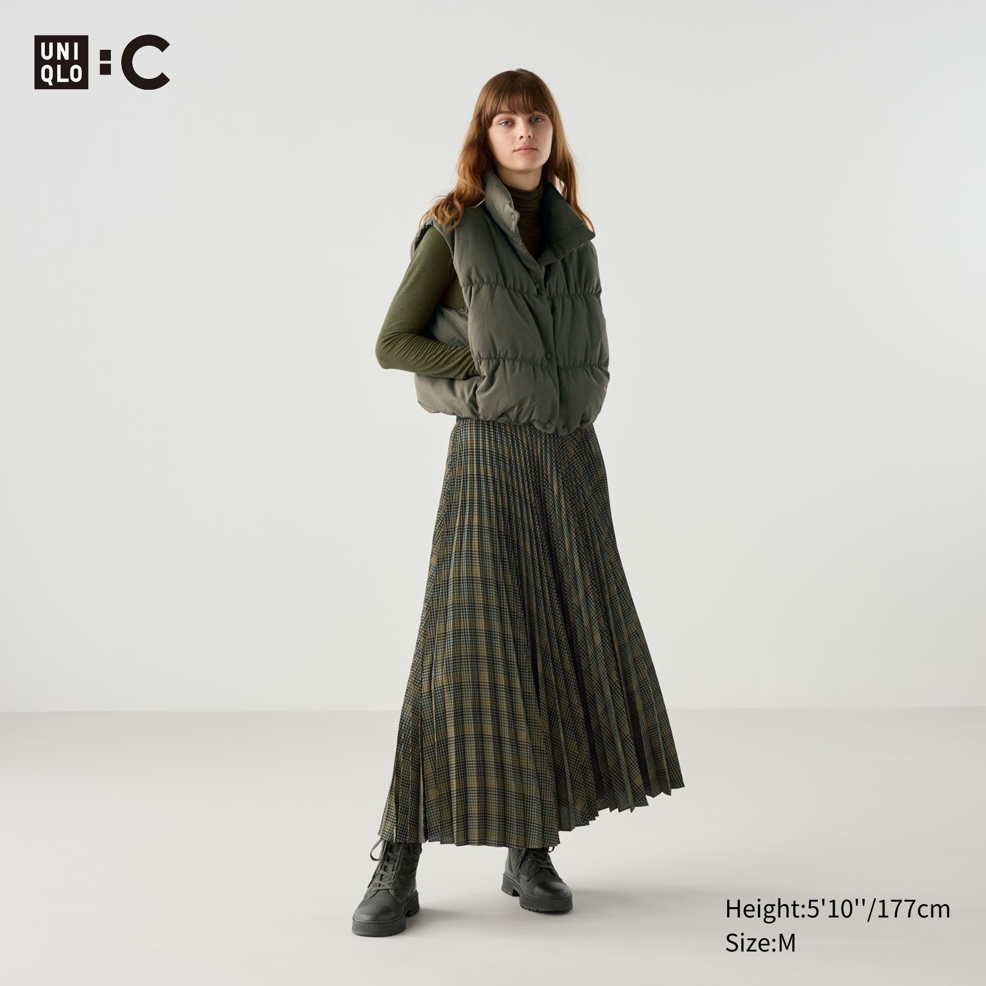 Pleated Long Skirt | Checked