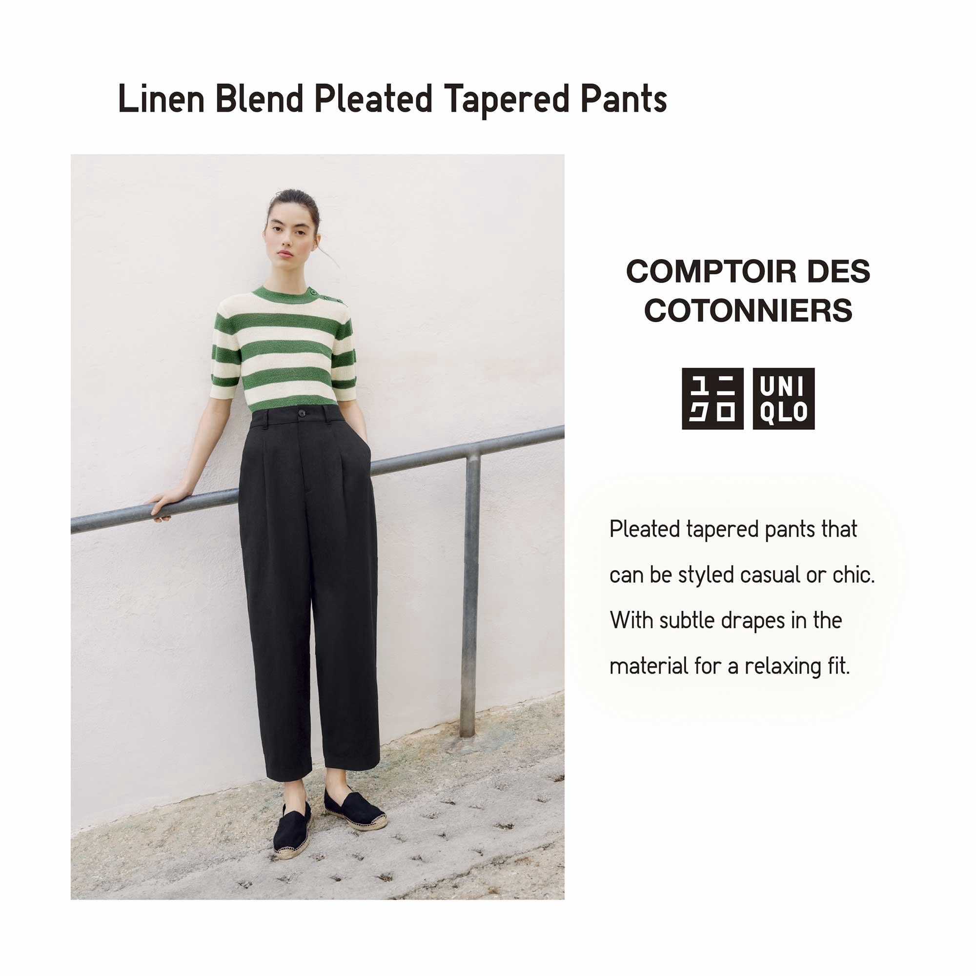 Linen-Blend Pleated Tapered Pants | UNIQLO US