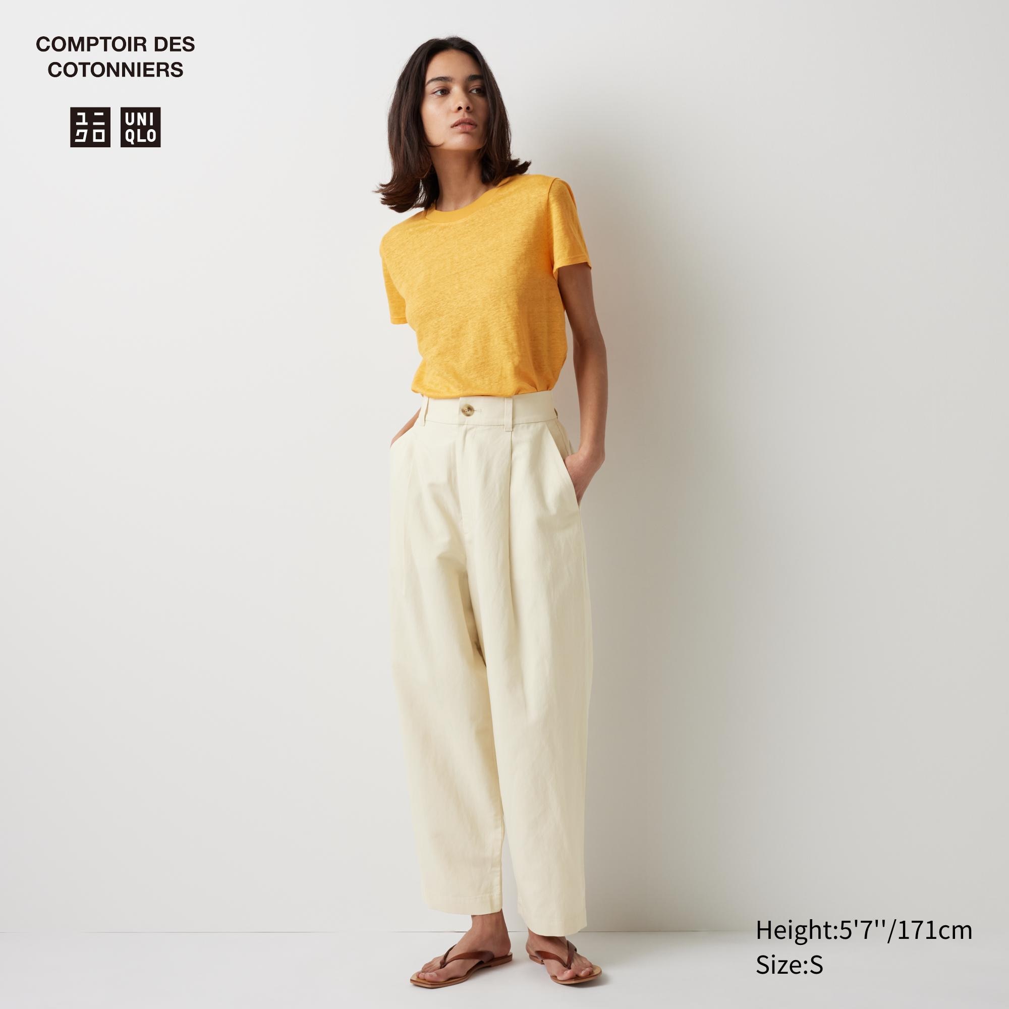 Linen-Blend Pleated Tapered Pants
