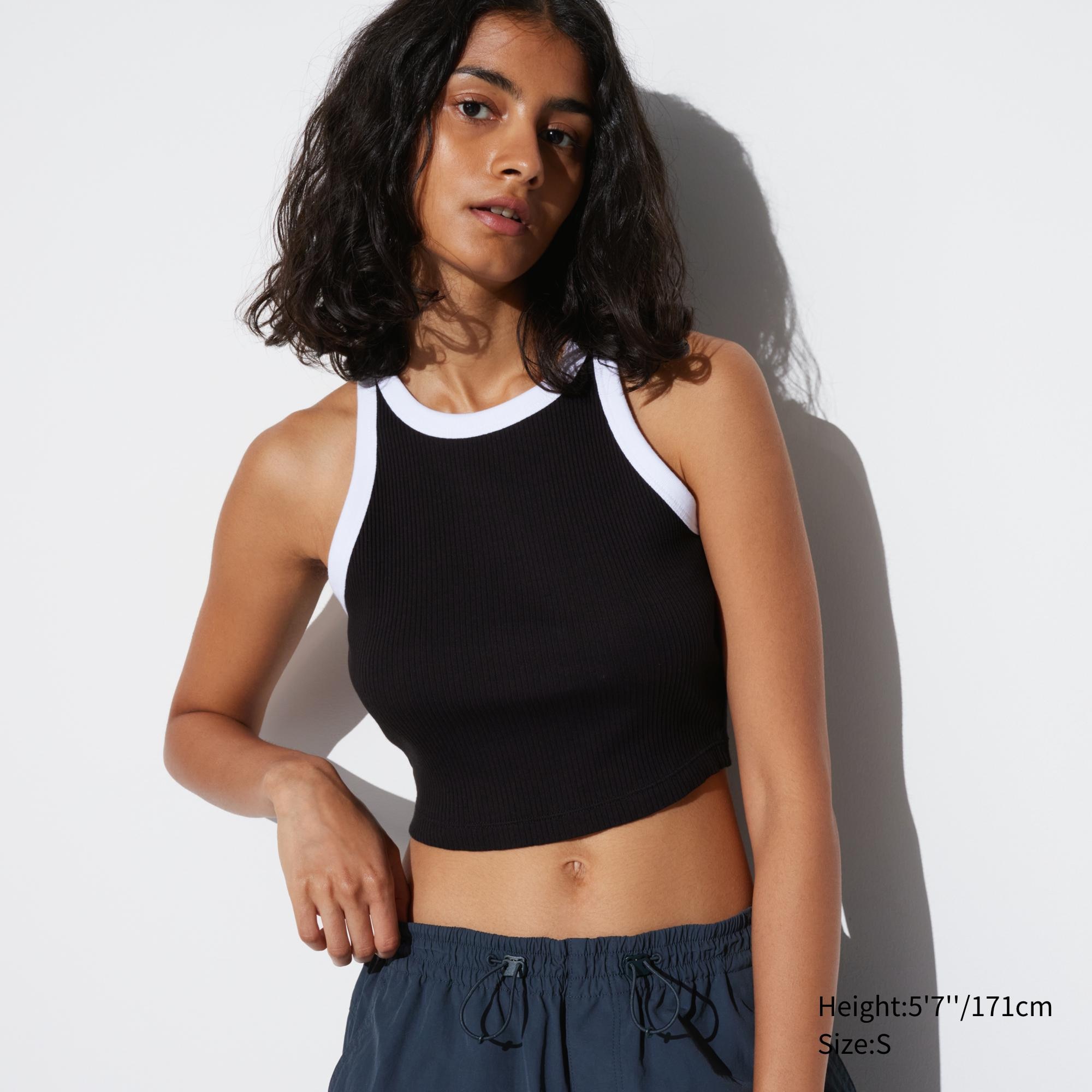 Ribbed Cropped Tank Top (Contrast Trim)