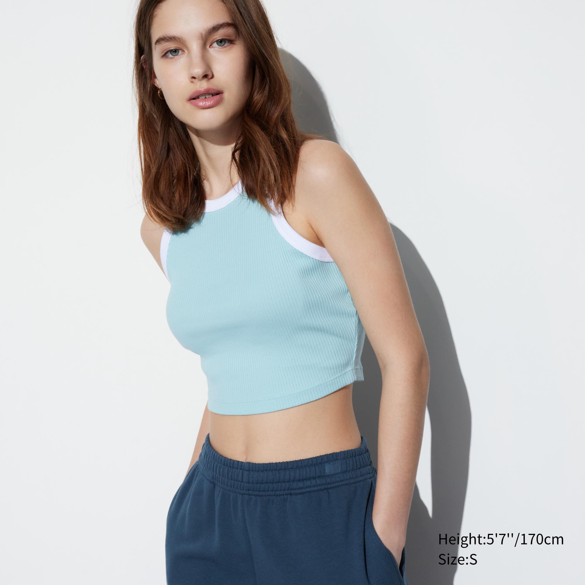 Ribbed Cropped Tank Top (Contrast Trim)
