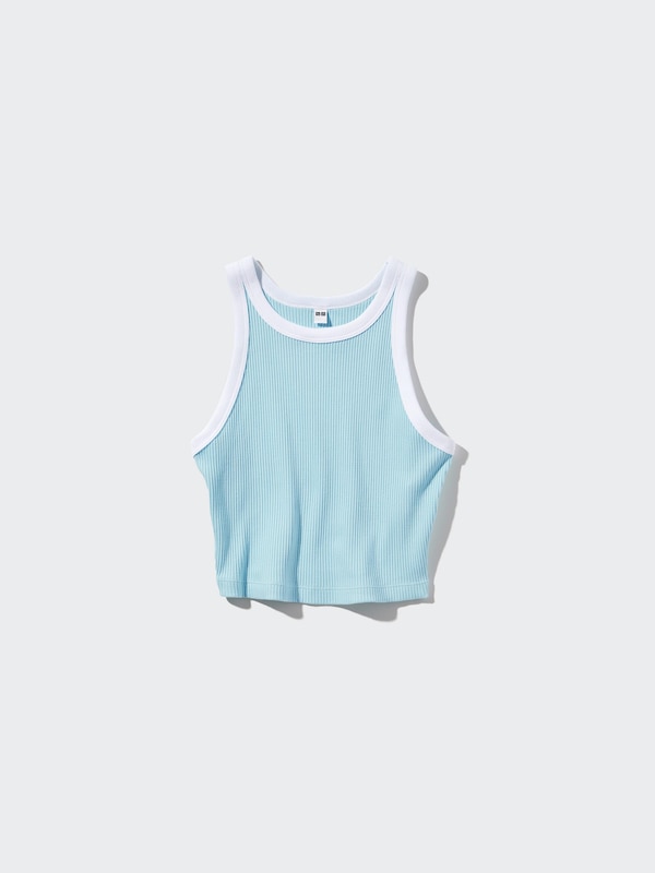 Ribbed Cropped Tank Top | Contrast Trim