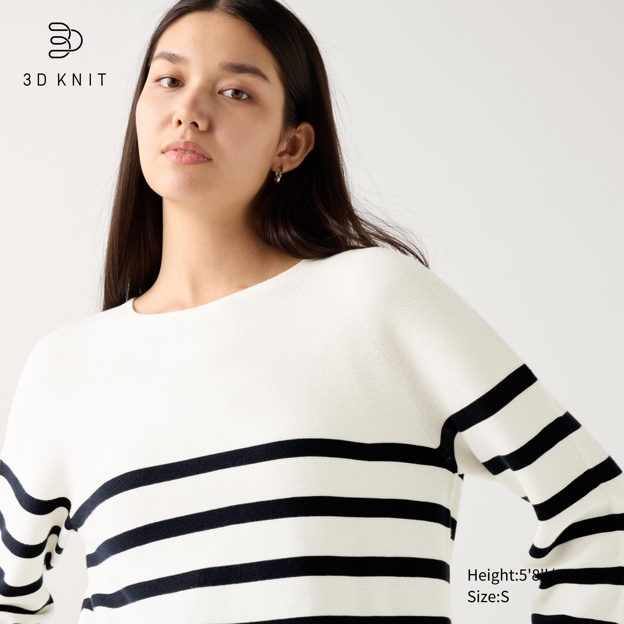 3D Knit Cotton Sweater | Striped