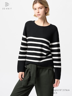 3D Knit Cotton Sweater | Striped