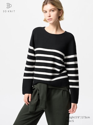 3D Knit Cotton Sweater | Striped