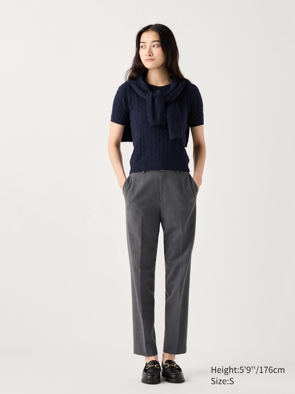 Smart Ankle Pants | 2-Way Stretch | Checked | Tall