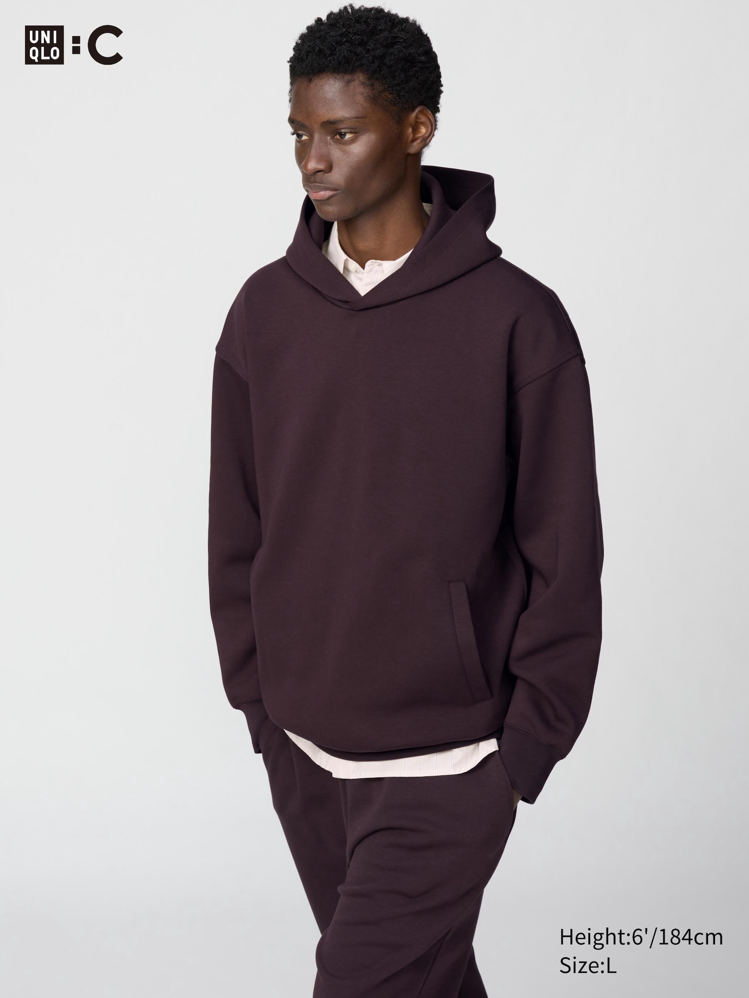 Sweat Oversized Pullover Hoodie Wine Xs Uniqlo US