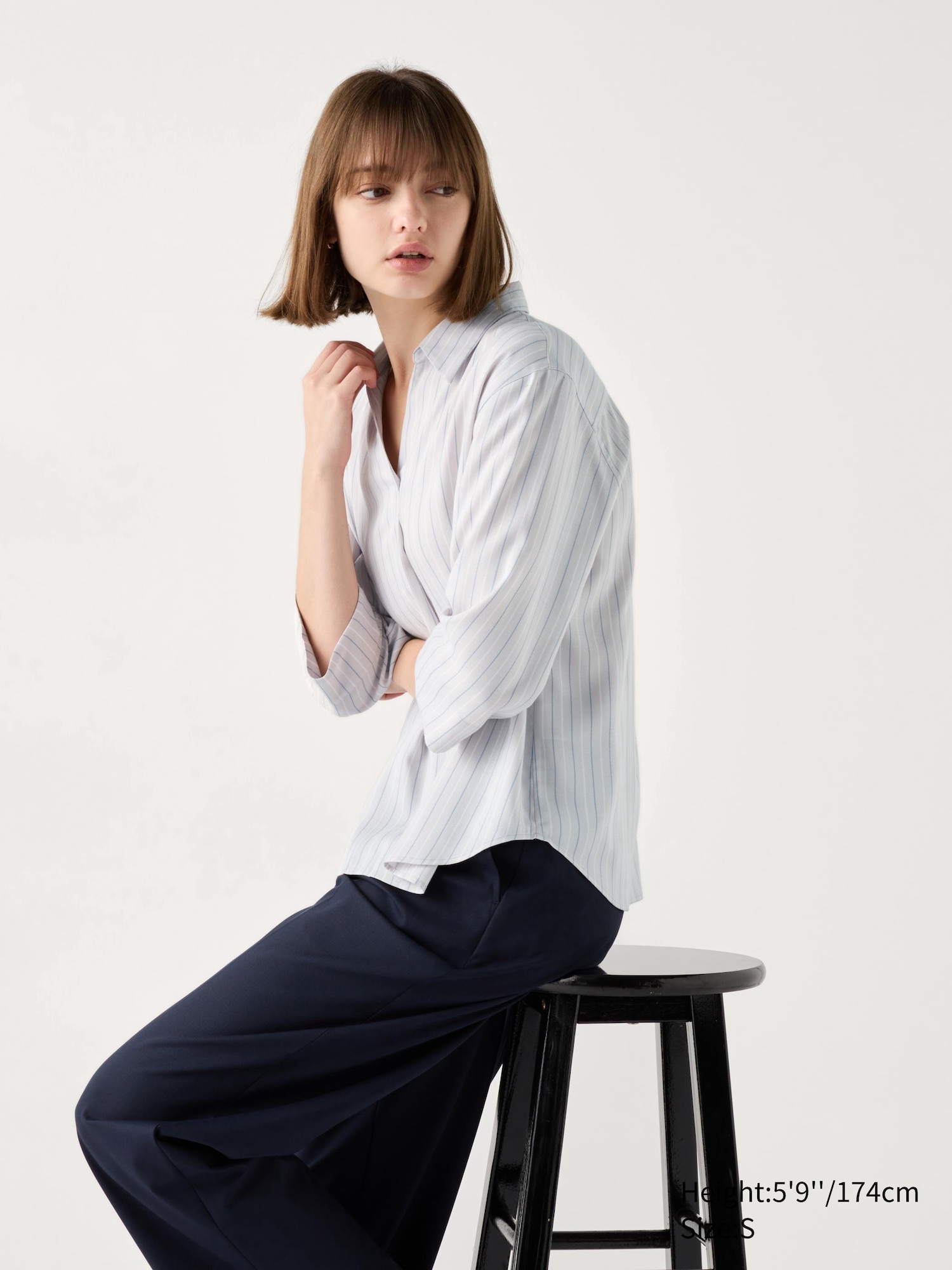 Rayon Skipper Collar Blouse | 3/4 Sleeve | UNIQLO US