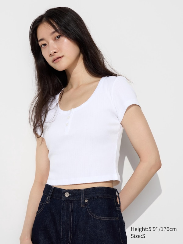 Pointelle Henley T-Shirt | Scoop Neck | UNIQLO US