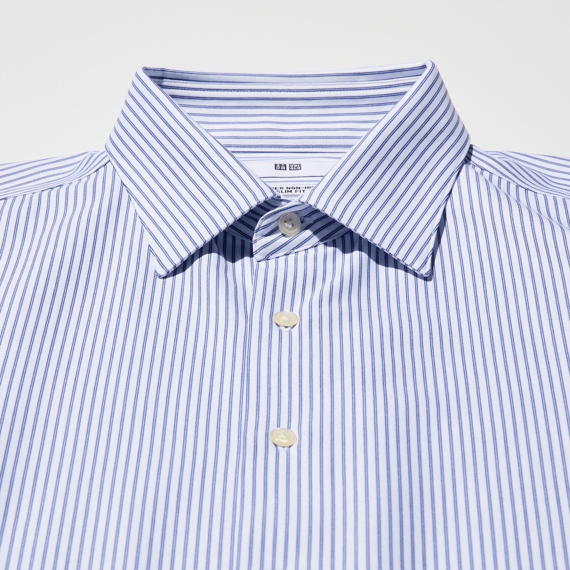 Collar band height and collar shape are designed to look good with a necktie.