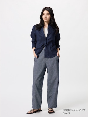 Linen Cotton Tapered Pants | Striped