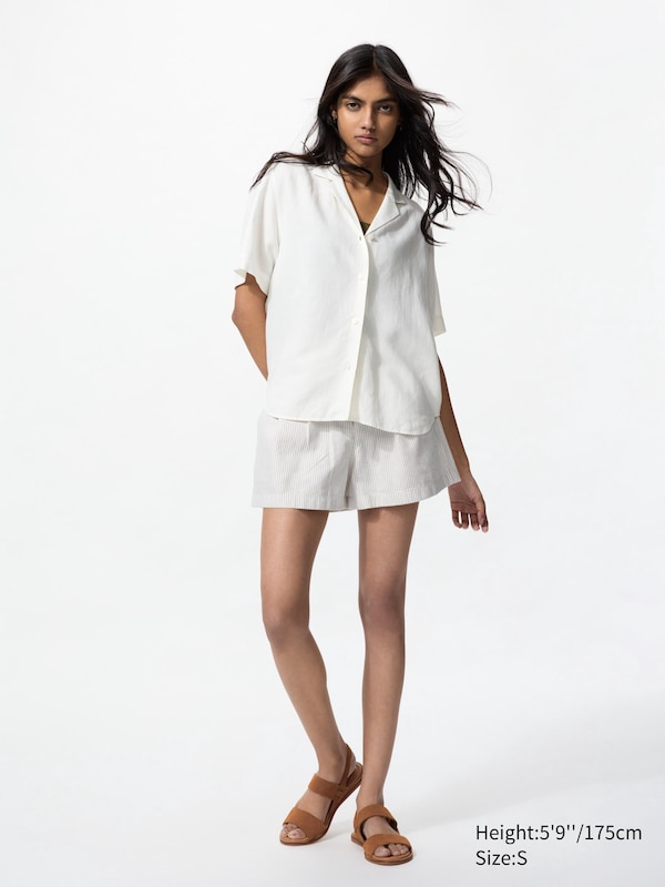Linen Cotton Shorts | Striped