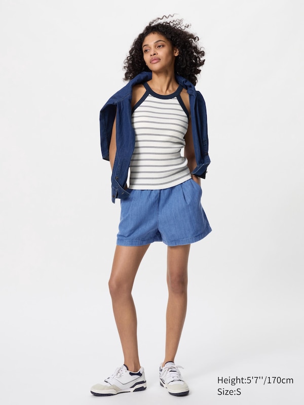 Cotton Denim Easy Shorts | 3"