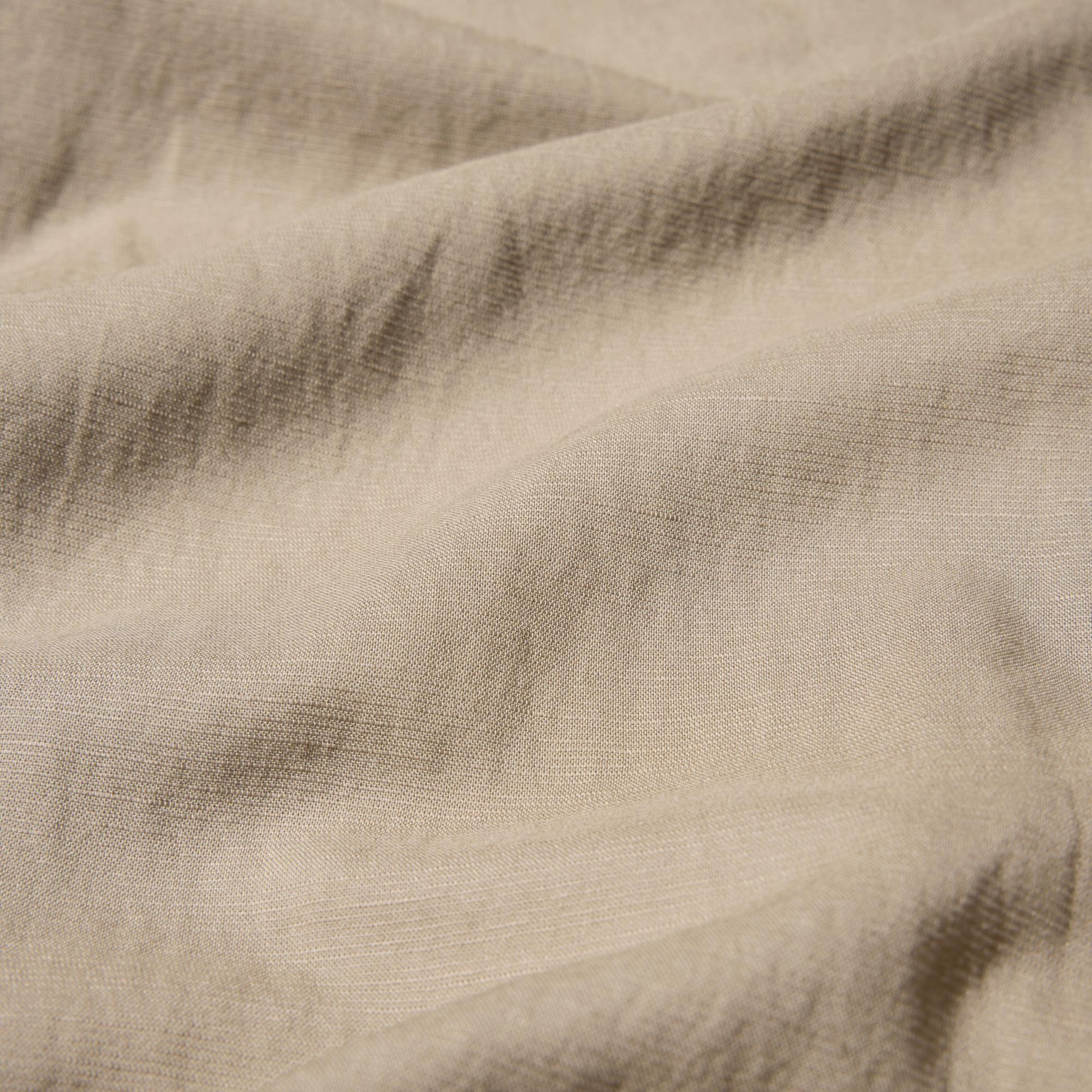 The distinctive texture of natural linen blended with smooth rayon for added comfort.