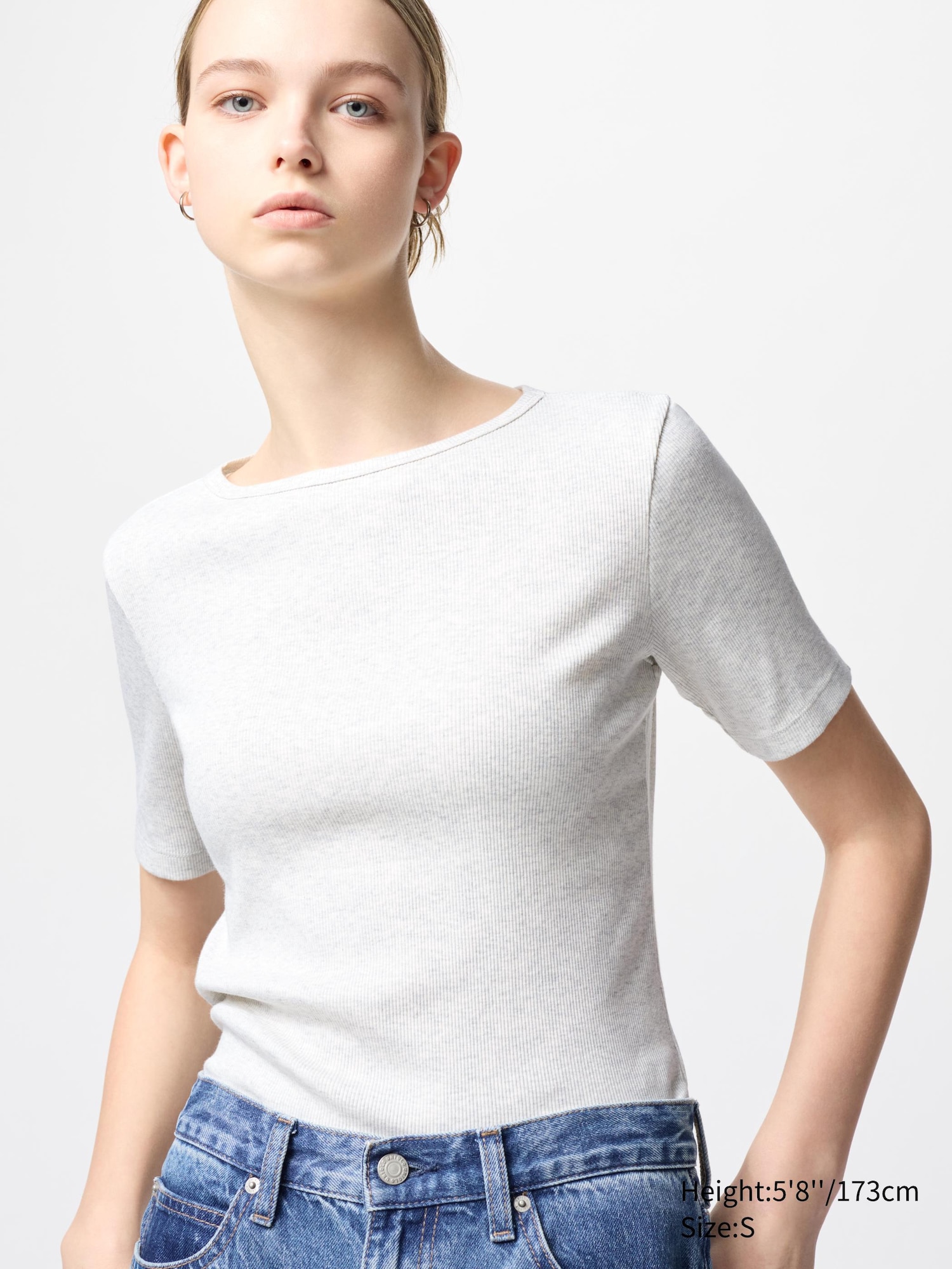 Boat Neck Ribbed T-Shirt | Half Sleeve | UNIQLO US