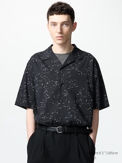 Open Collar Short Sleeve Shirt | Printed