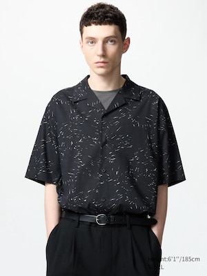 Open Collar Short Sleeve Shirt | Printed