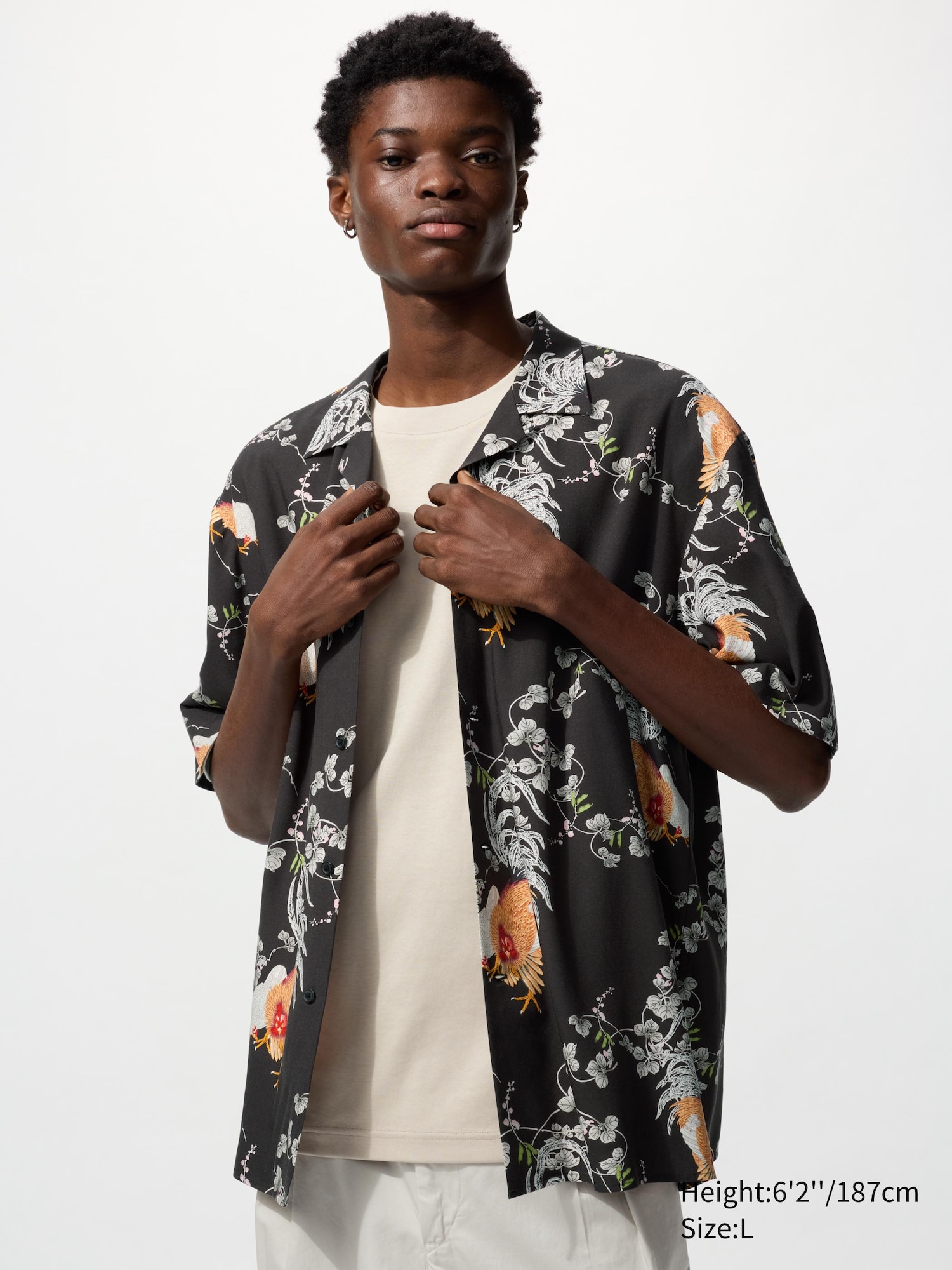Open Collar Shirt | Short Sleeve | Ito-Jakuchu Print