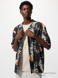 Open Collar Shirt | Short Sleeve | Ito Jakuchu Print