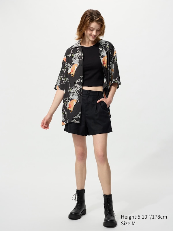 Open Collar Shirt | Short Sleeve | Ito Jakuchu Print