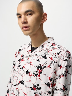 Open Collar Short Sleeve Shirt | Japanese Auspicious Symbol