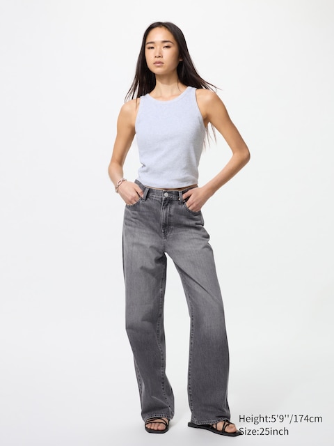Широкие прямые джинсы Uniqlo GRAY
