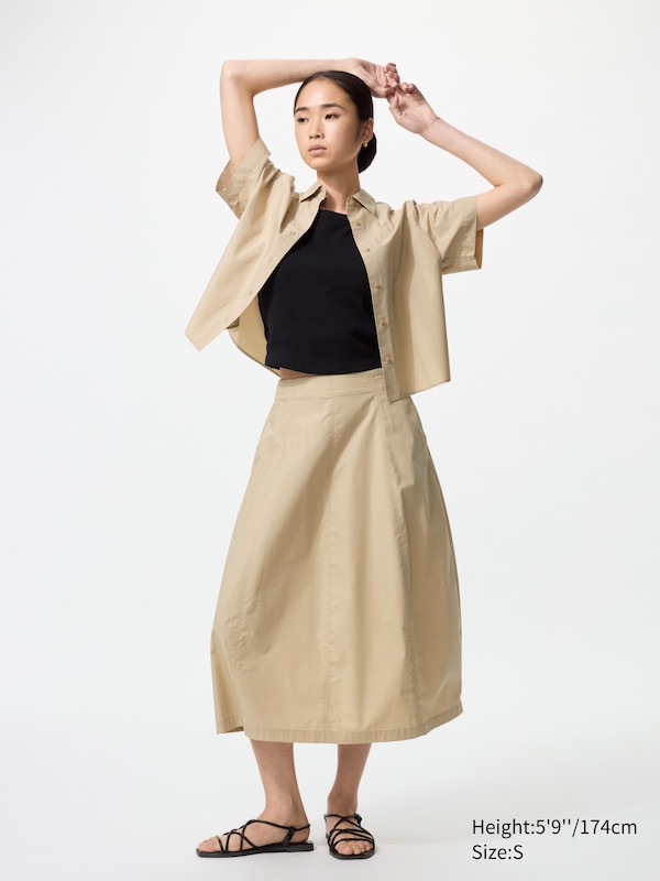 Cotton Blend Cocoon Skirt