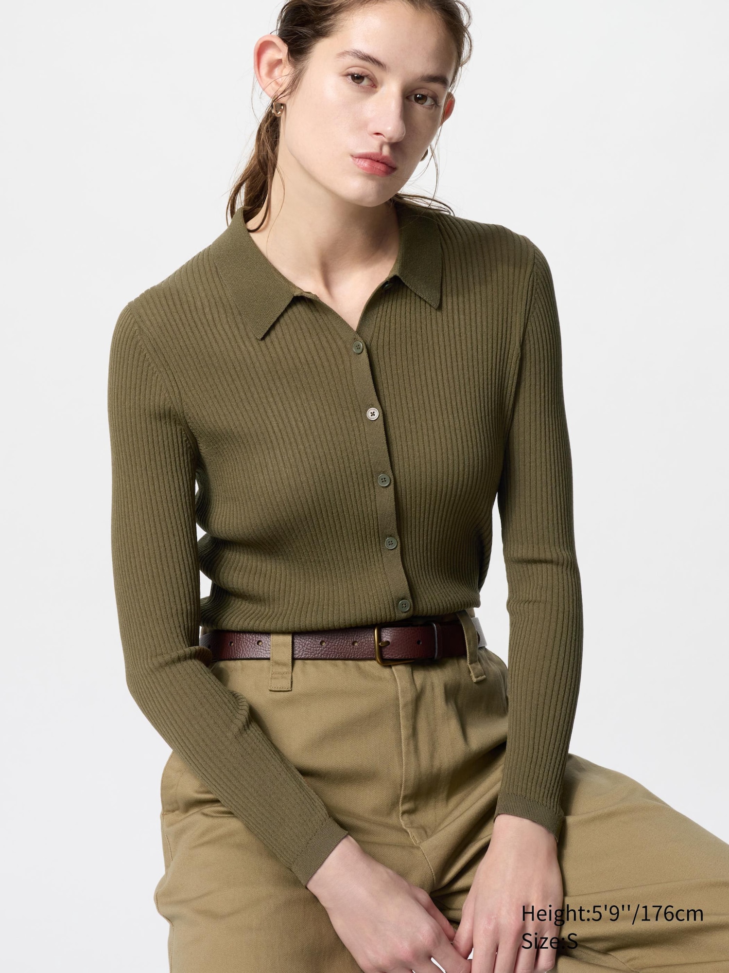 Ribbed Polo Cardigan | UNIQLO US