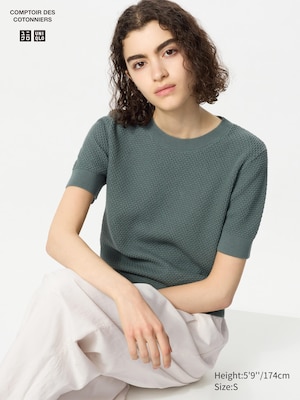 Cotton Popcorn Sweater | Short Sleeve