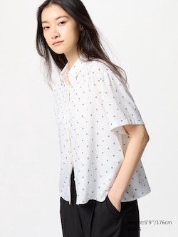Classic Button Up Blouse | Short Sleeve | Printed