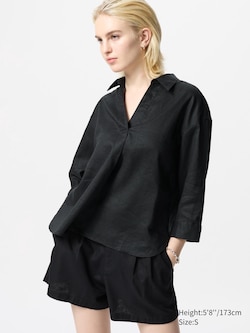 Premium Linen Skipper Collar Shirt