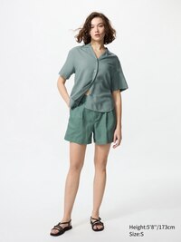 Linen Blend Open Collar Shirt