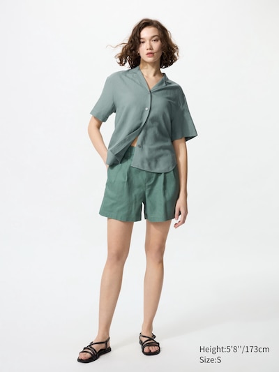 Linen Blend Open Collar Shirt