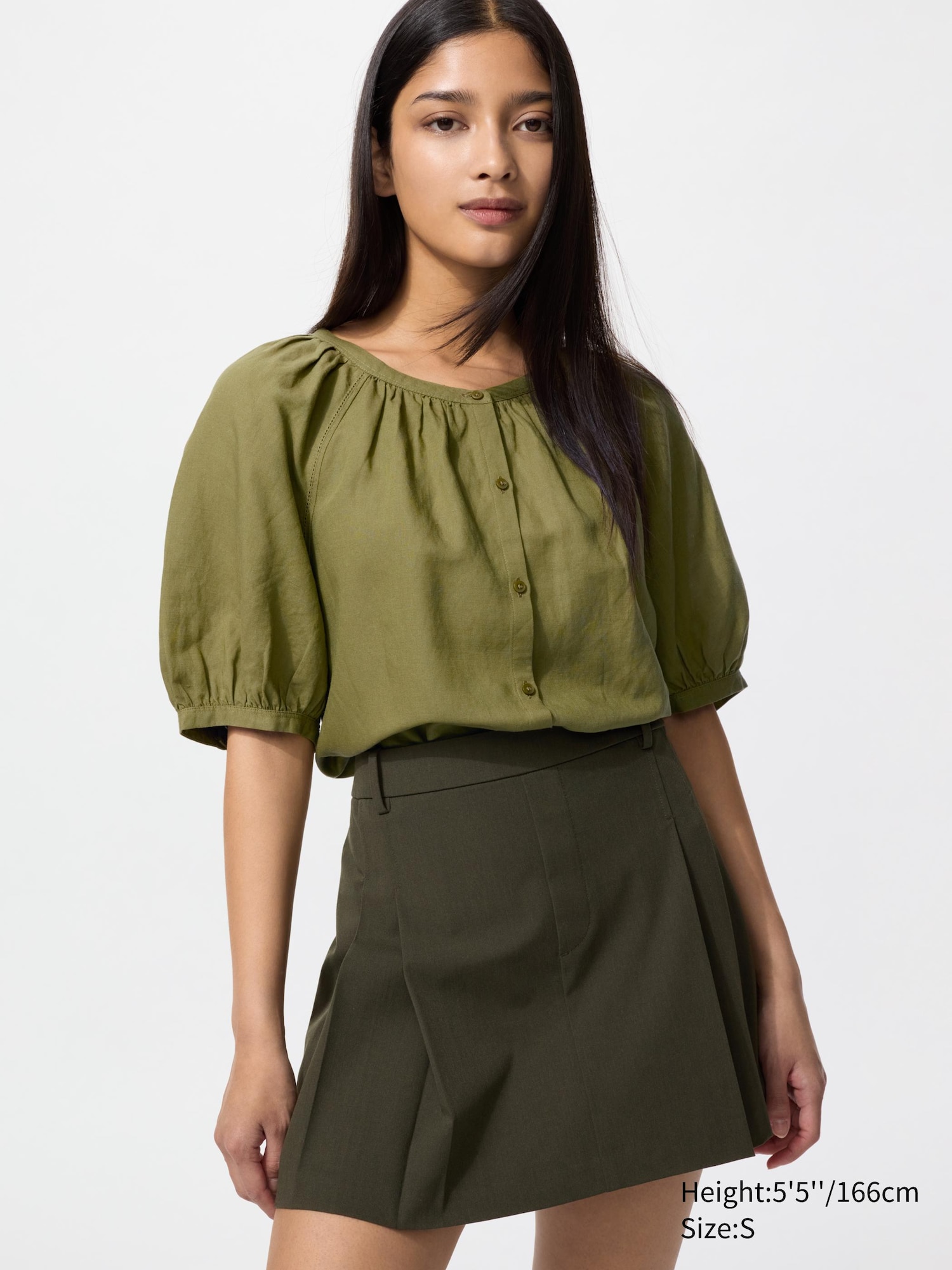 Linen Blend Volume Sleeve Blouse