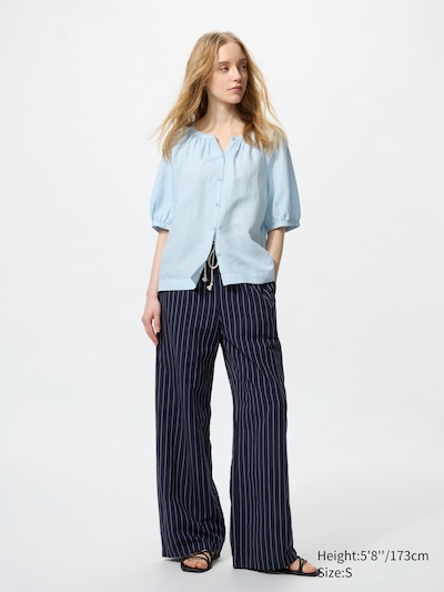 Linen Blend Volume Sleeve Blouse