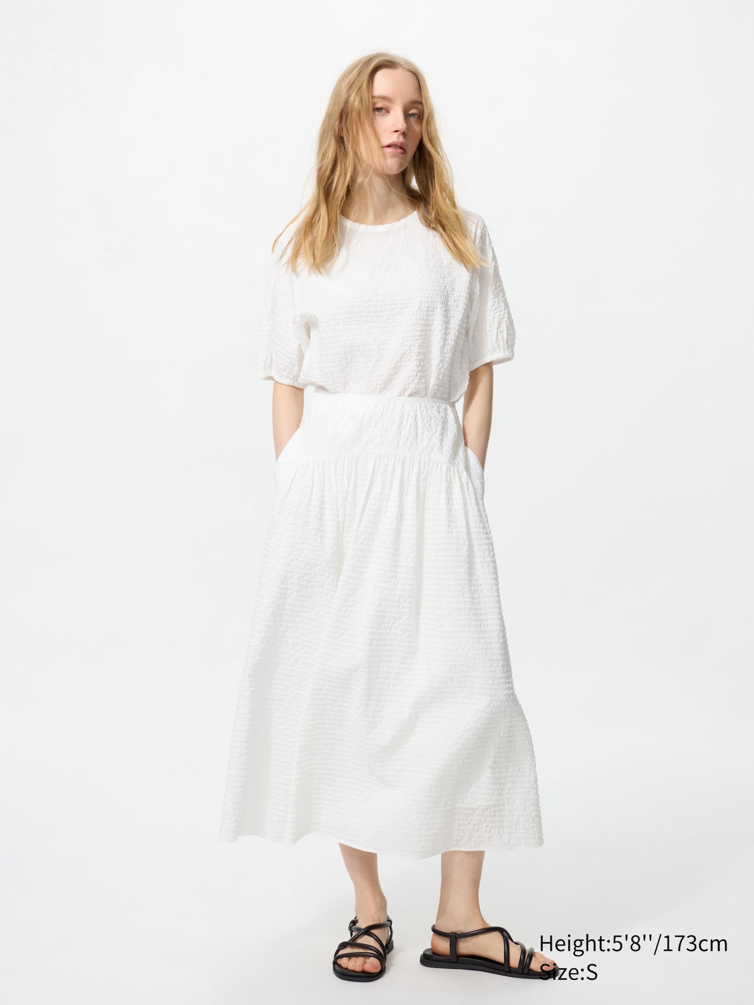 Seersucker Volume Blouse | UNIQLO US