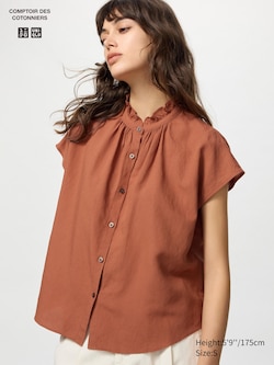 Linen Blend Frilled Blouse