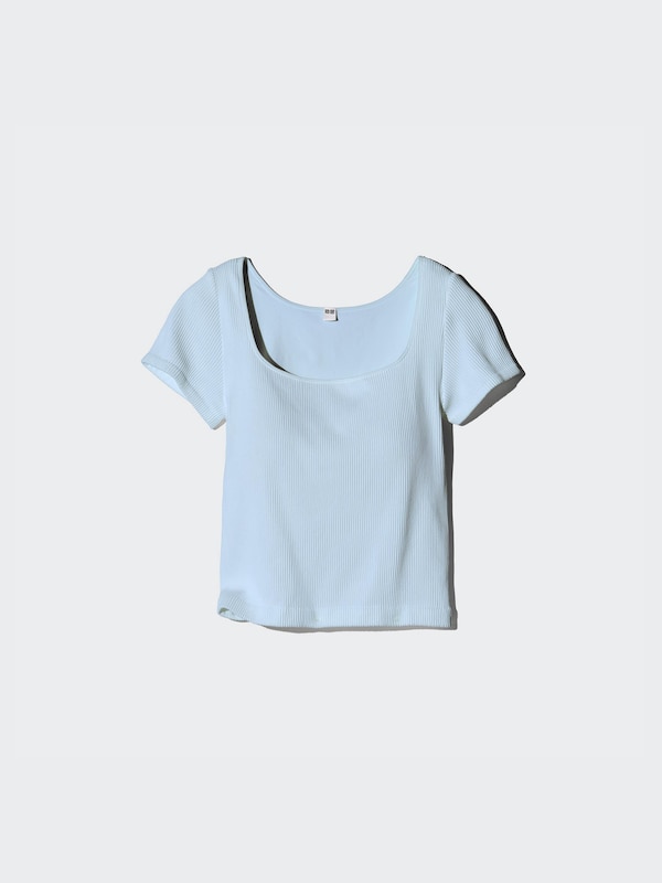 Ribbed Square Neck Cropped Bra Top