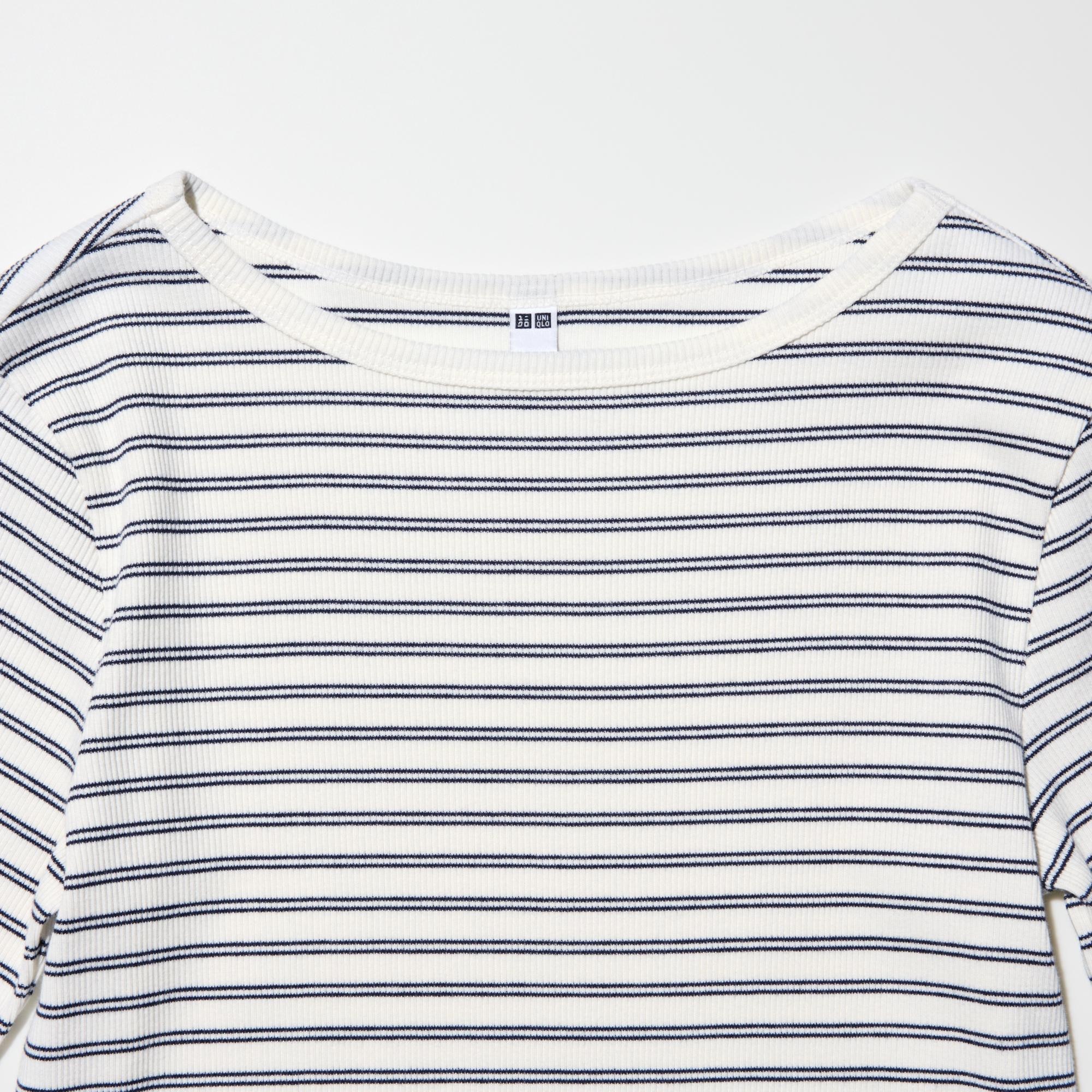 Ribbed Boat Neck T-Shirt | UNIQLO US