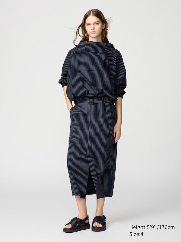 Belted Narrow Skirt | Striped